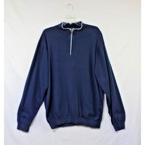 Vineyard Vines Sweater Mens XL Navy Extra Fine Merino Wool 1/4 Zip Mock Neck